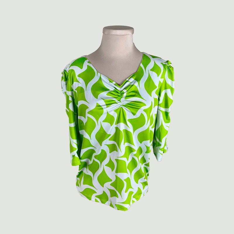 L Y H - Camiseta Para Mujer Manga 34 Verde Marca L&H