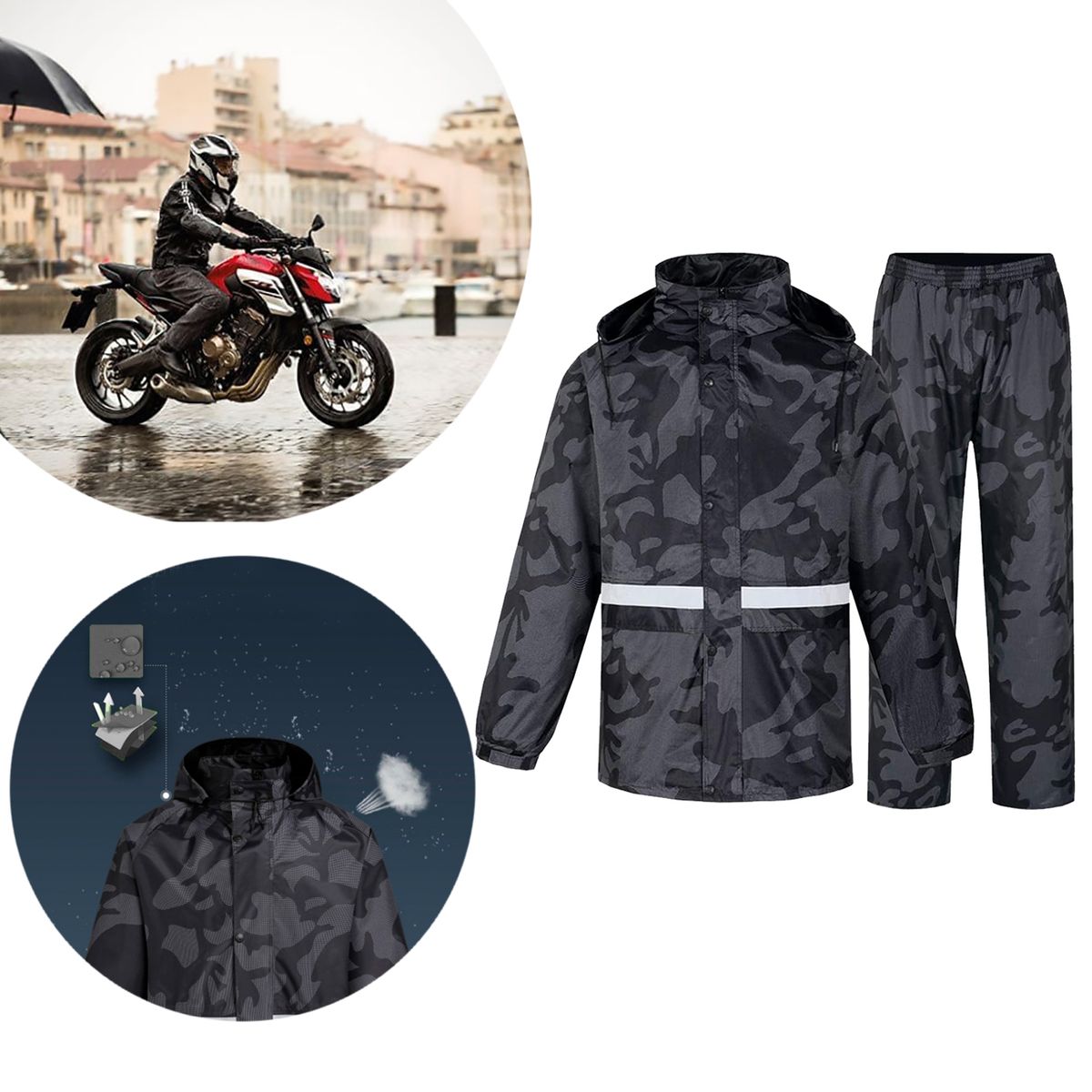 MULTIPLACE COLOMBIA - Impermeable para moto reflectivo camuflado moderno-