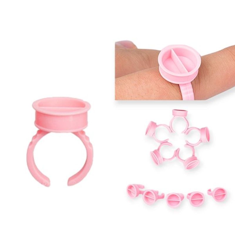 GENERICO - 100 Anillos para de Pegante Pestañas con divisor