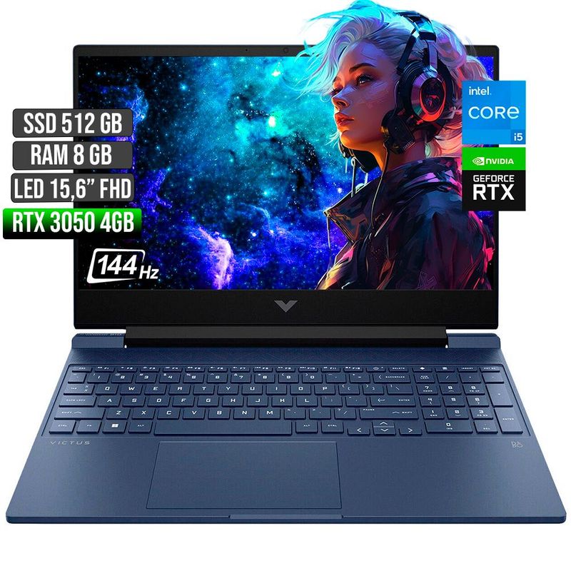 HP - HP VICTUS INTEL CORE I5-12450H RTX 3050 4GB SSD 512GB RAM 8GB LED 15,6" FHD 144Hz
