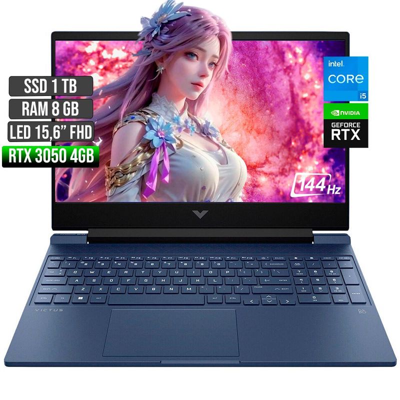 HP - HP VICTUS INTEL CORE I5-12450H RTX 3050 4GB SSD 1TB RAM 8GB LED 15,6" FHD 144Hz