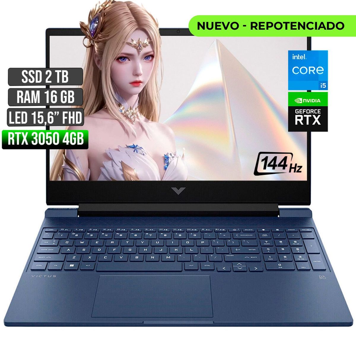 HP - Portátil HP Victus Intel Core I5 RTX 3050 16GB RAM 2TB SSD 15.6" FHD 144Hz