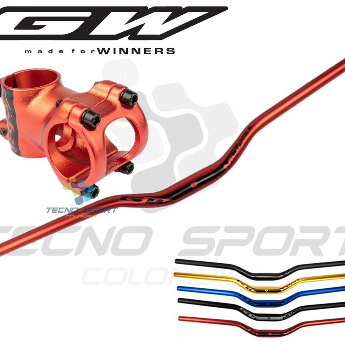 GW - Manubrio  Espiga Gw Bicicleta Mtb Aluminio Manillar Combo