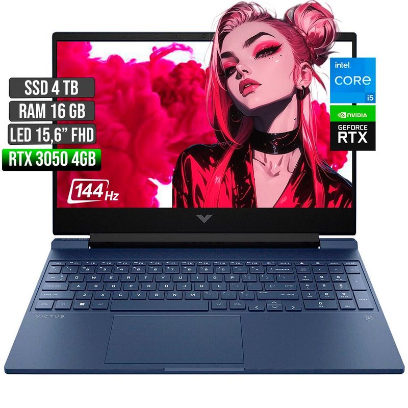 HP - HP VICTUS INTEL CORE I5-12450H RTX 3050 4GB SSD 4TB RAM 16GB LED 15,6" FHD 144Hz