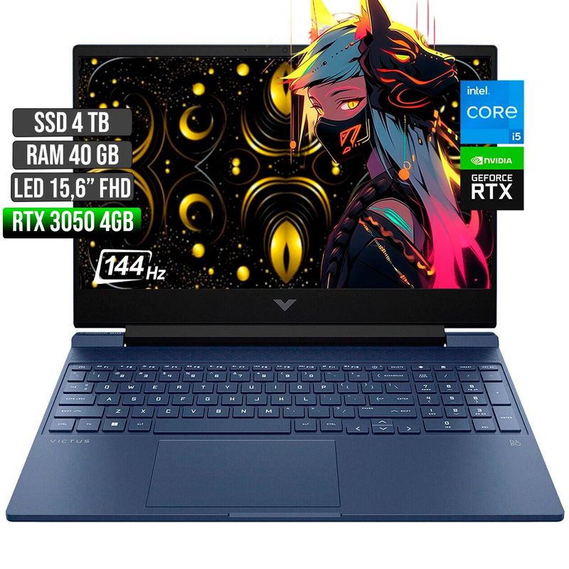 HP - HP VICTUS INTEL CORE I5-12450H RTX 3050 4GB SSD 4TB RAM 40GB LED 15,6" FHD 144Hz