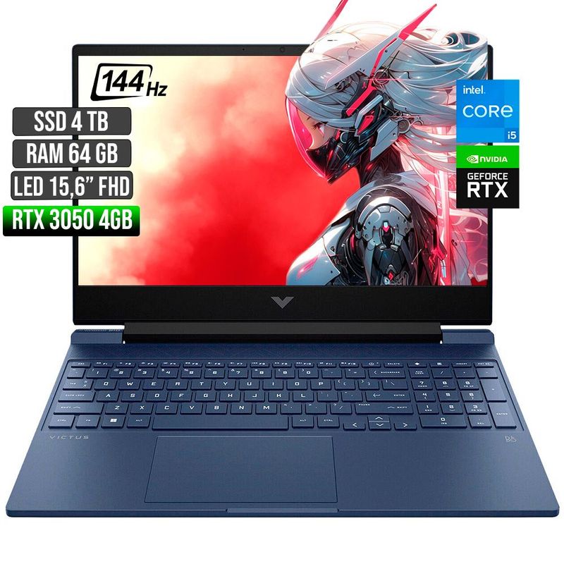 HP - HP VICTUS INTEL CORE I5-12450H RTX 3050 4GB SSD 4TB RAM 64GB LED 15,6" FHD 144Hz