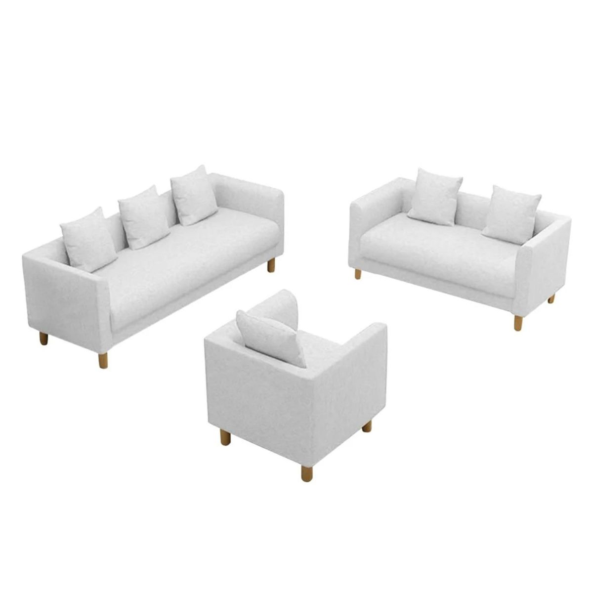GENERICO - Sala Moderna Kira Set de Sillas 3 Puestos Ecocuero 80x90 Cm