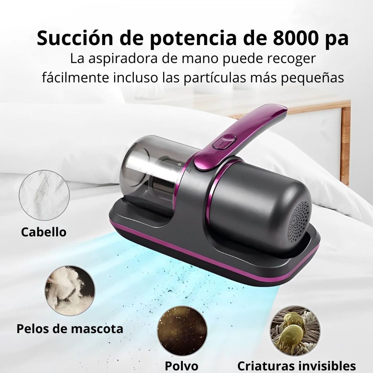 GENERICO - Aspiradora De Mano Antiácaros inalámbrica Limpieza UV Recargable