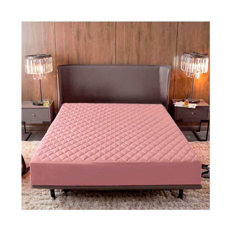 LENCICOL - Protector Colchón Sencillo 40cm de Alto Acolchado Rosa