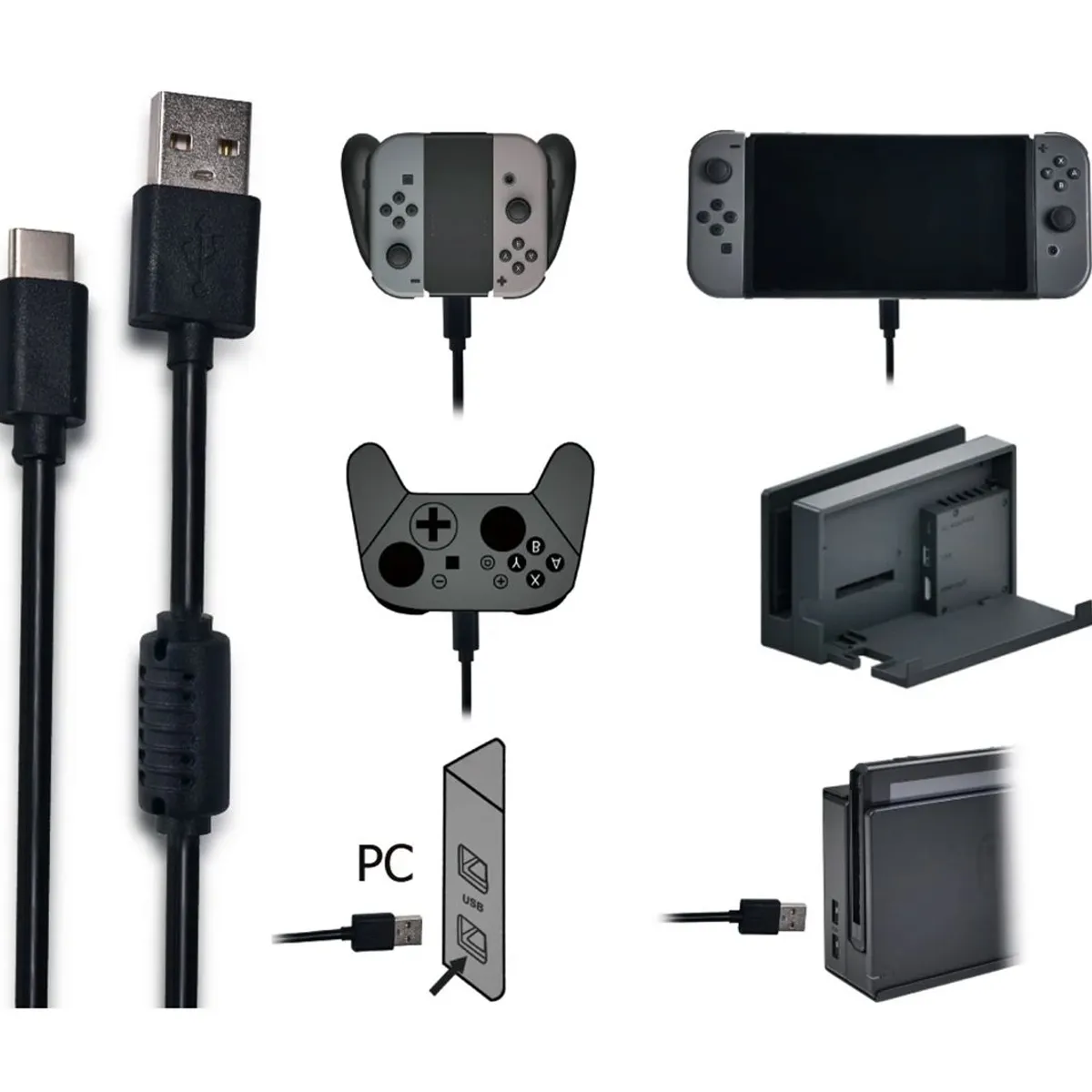 GENERICO - Cable Usb Tipo C De Carga Para Control Nintendo Switch