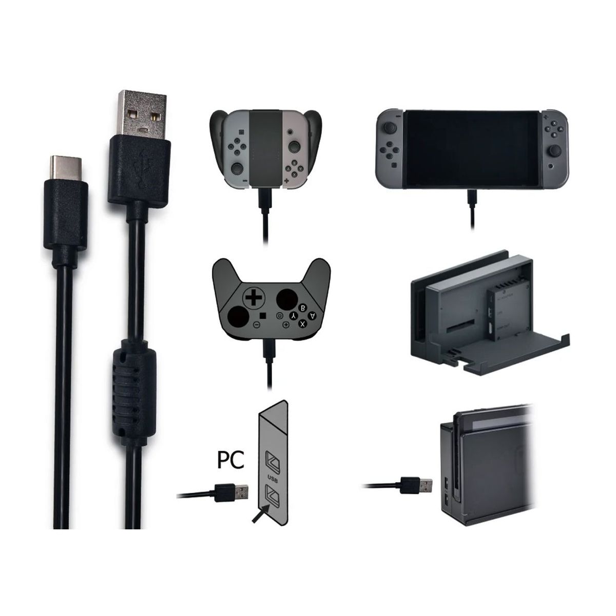 GENERICO - Cable Usb Tipo C De Carga Para Control Nintendo Switch