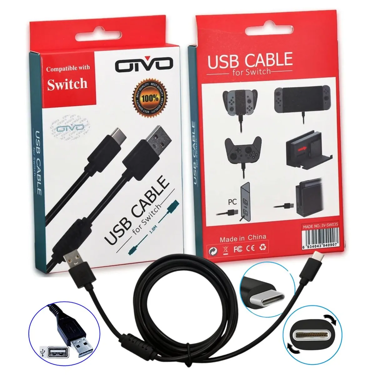 GENERICO - Cable Usb Tipo C De Carga Para Control Nintendo Switch