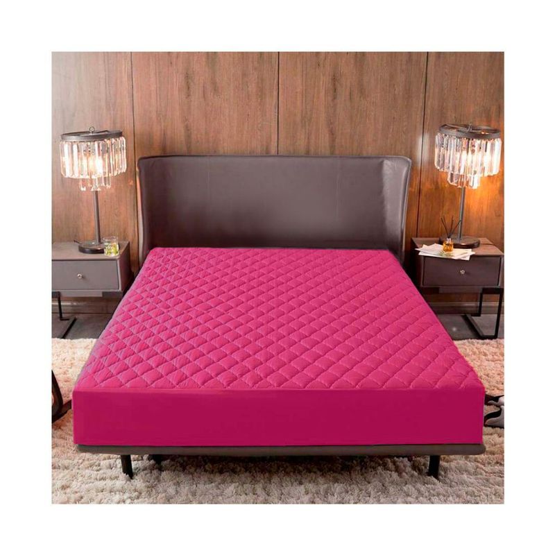 LENCICOL - Protector Colchón Doble  40cm de Alto Acolchado Fucsia