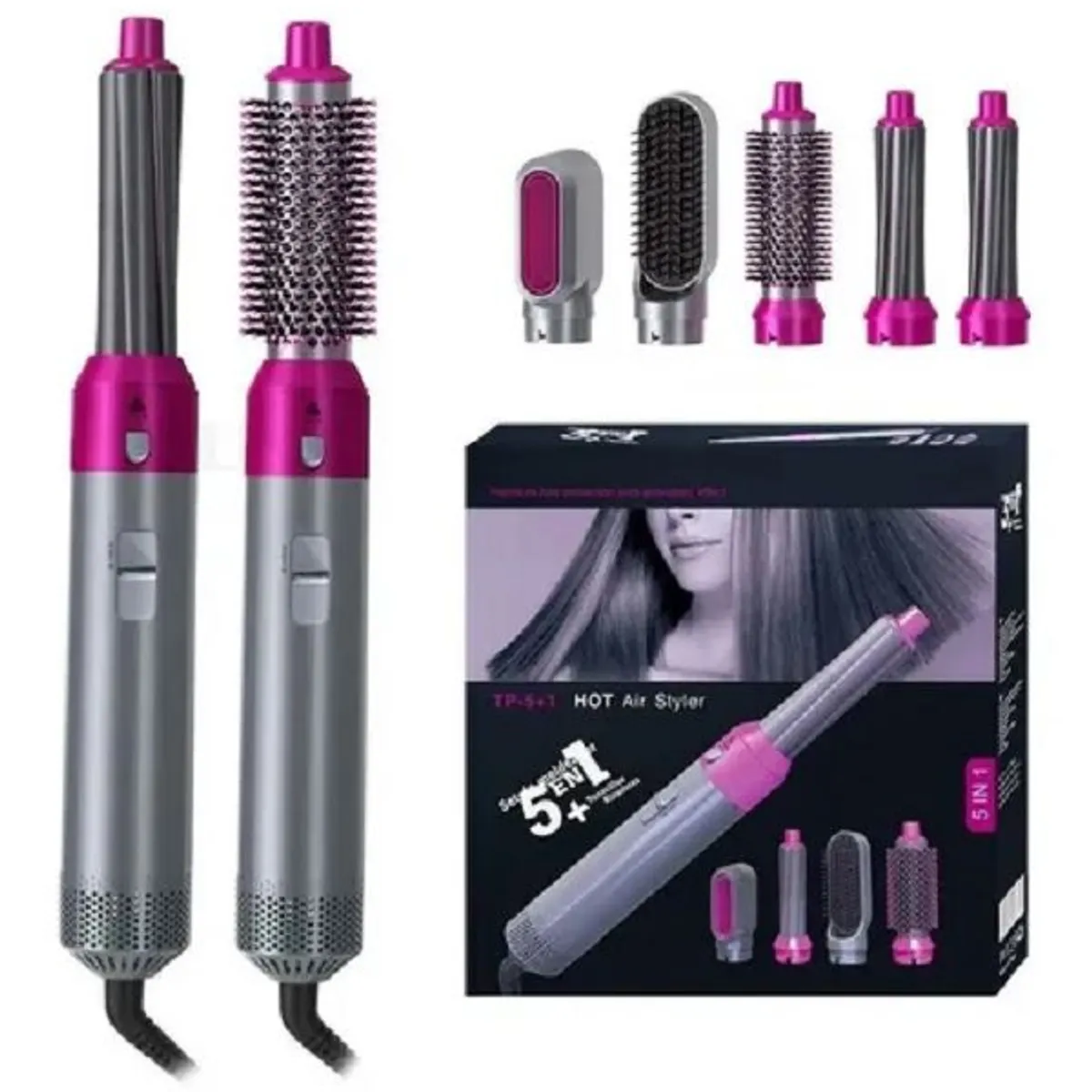 GENERICO - Cepillo Secador Multifuncional 5 En 1 Y Cepillo Alisador