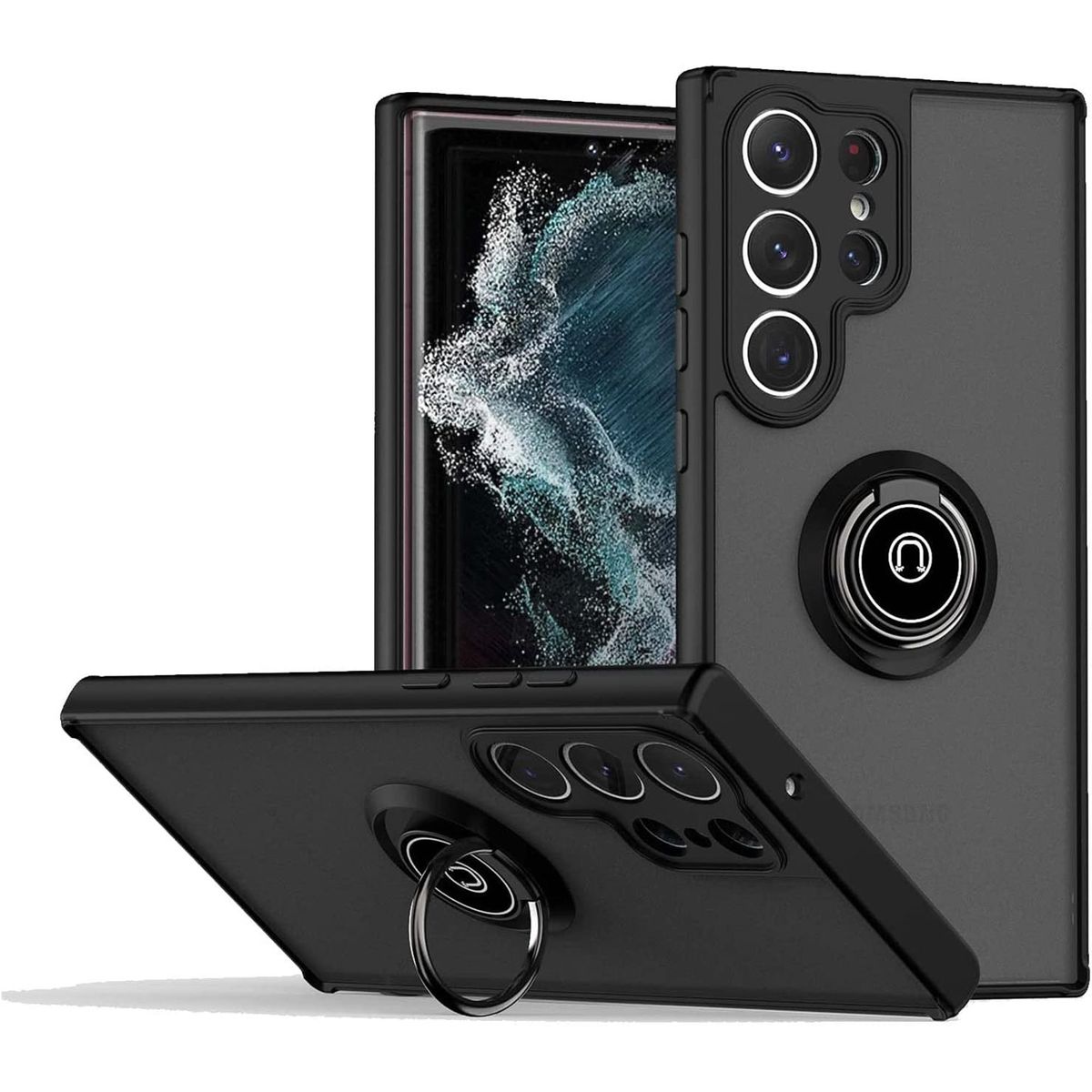 GENERICO - Funda Estuche Mate Con Anillo Compatible Samsung S23 Ultra Negro