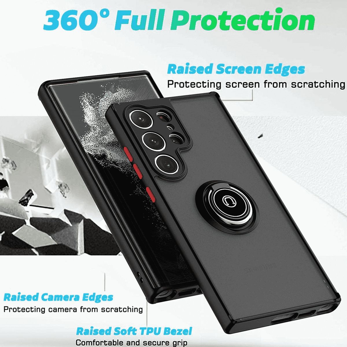 GENERICO - Funda Estuche Mate Con Anillo Compatible Samsung S23 Ultra Negro