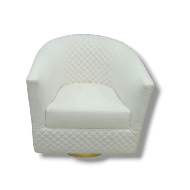 DAVINCI - Poltrona diseño de lujo tela ovejera color blanca base giratoria