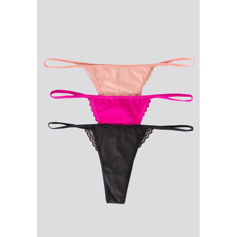 FORMAS INTIMAS - Brasilera Paq X3 Mujer Negro/Fucsia/Rosa FI 7313