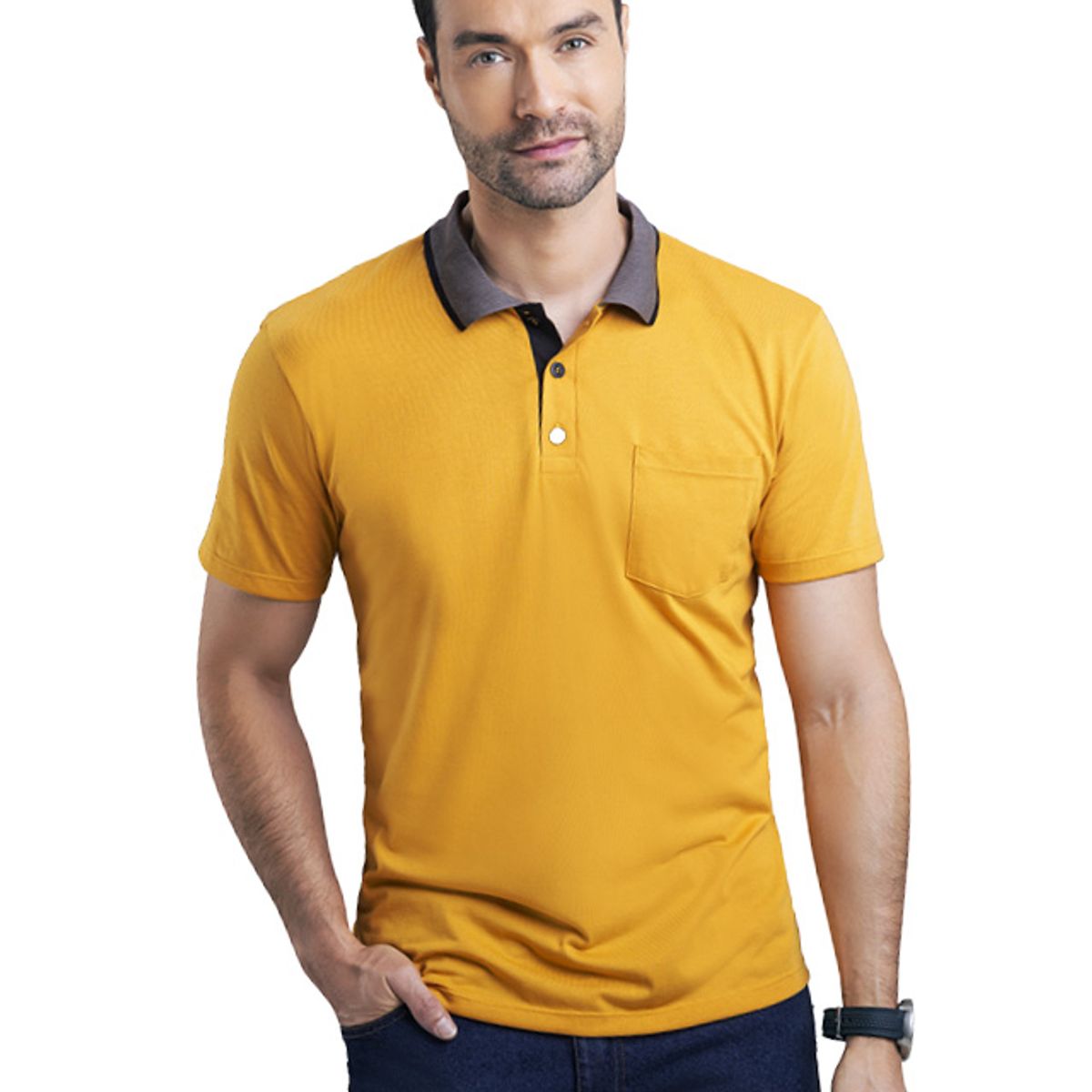 MARKETING PERSONAL - Polo Hombre Mostaza Mp 7770