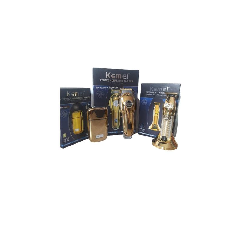 KEMEI - Super Combo Profesional Barbería Maquina Patillera Y Shaver