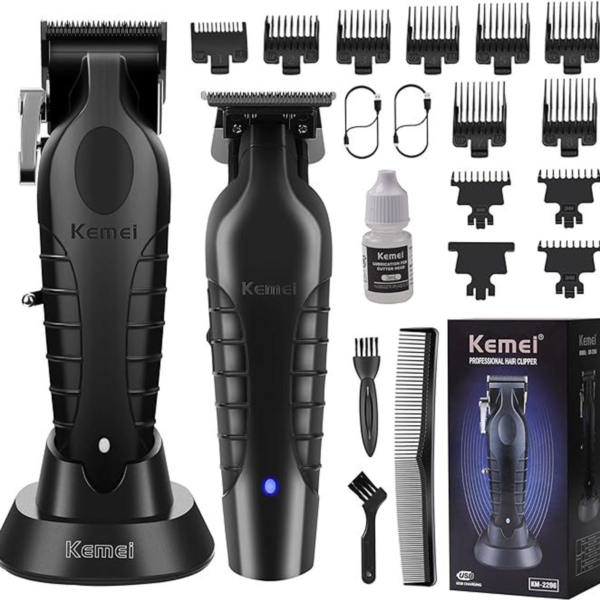 KEMEI - Combo Profesional Barbería Maquina + Trimmer Oferta Especial