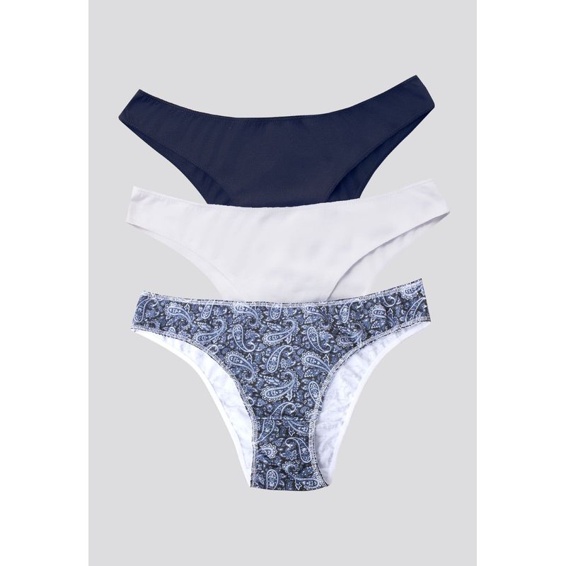 FORMAS INTIMAS - Panty Paq X3 Mujer Azul Navy/Blanco/Estampado FI 96450