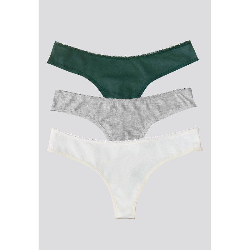 FORMAS INTIMAS - Brasilera Paq X3 Mujer Verde/Gris Jaspe/Blanco FI 96636
