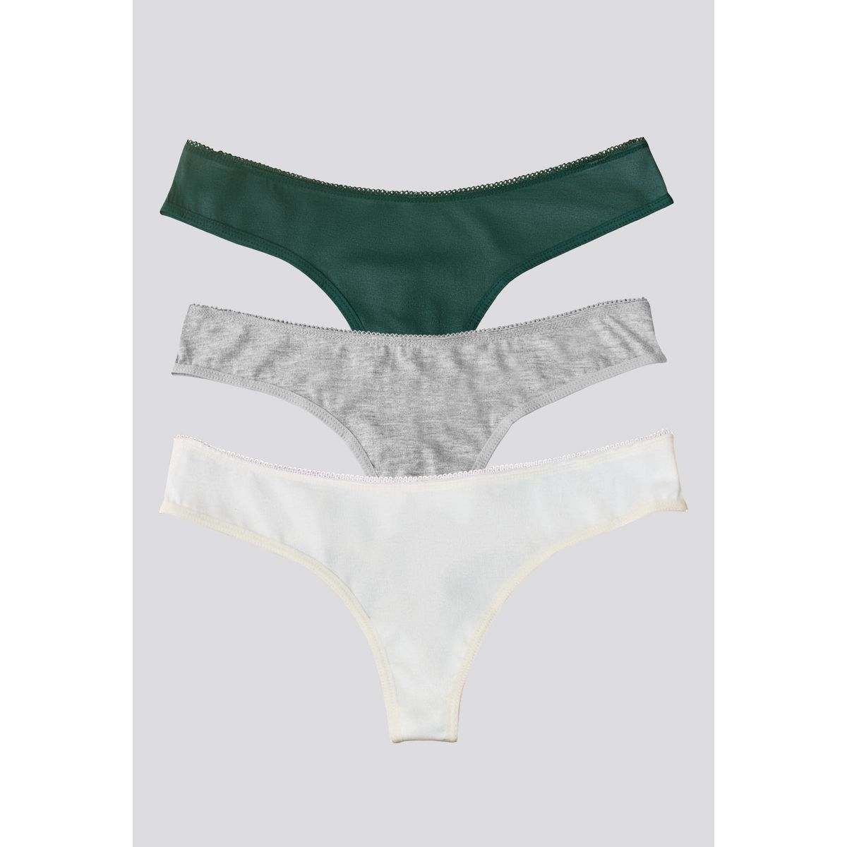 FORMAS INTIMAS - Brasilera Paq X3 Mujer Verde/Gris Jaspe/Blanco FI 96636