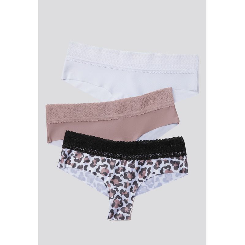 FORMAS INTIMAS - Cachetero Paq X3 Mujer Rosa Malva/Blanco/Estampado FI 96631