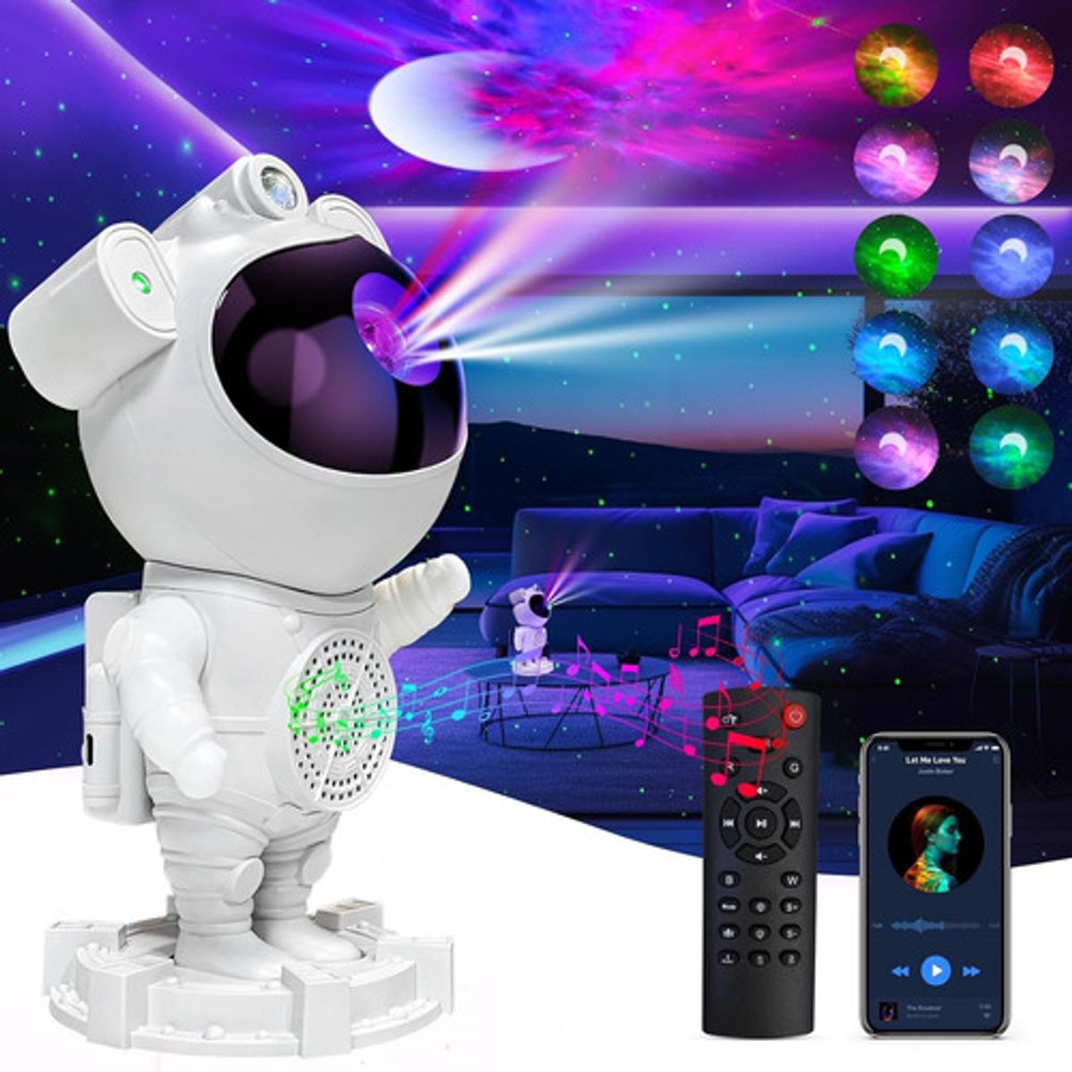 GENERICO - Proyector Galaxia Parlante Bluetooth Niño Niña Control Remo