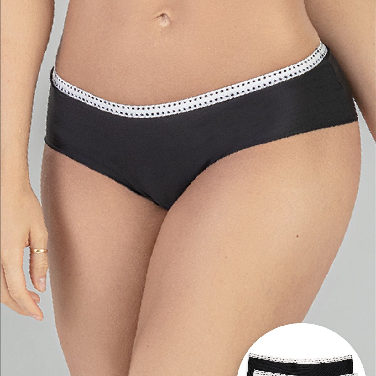 FORMAS INTIMAS - Cachetero Paq X2 Mujer Negro/Blanco FI 16965