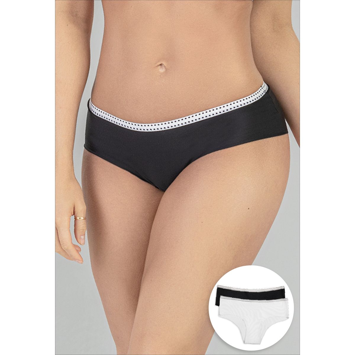 FORMAS INTIMAS - Cachetero Paq X2 Mujer Negro/Blanco FI 16965