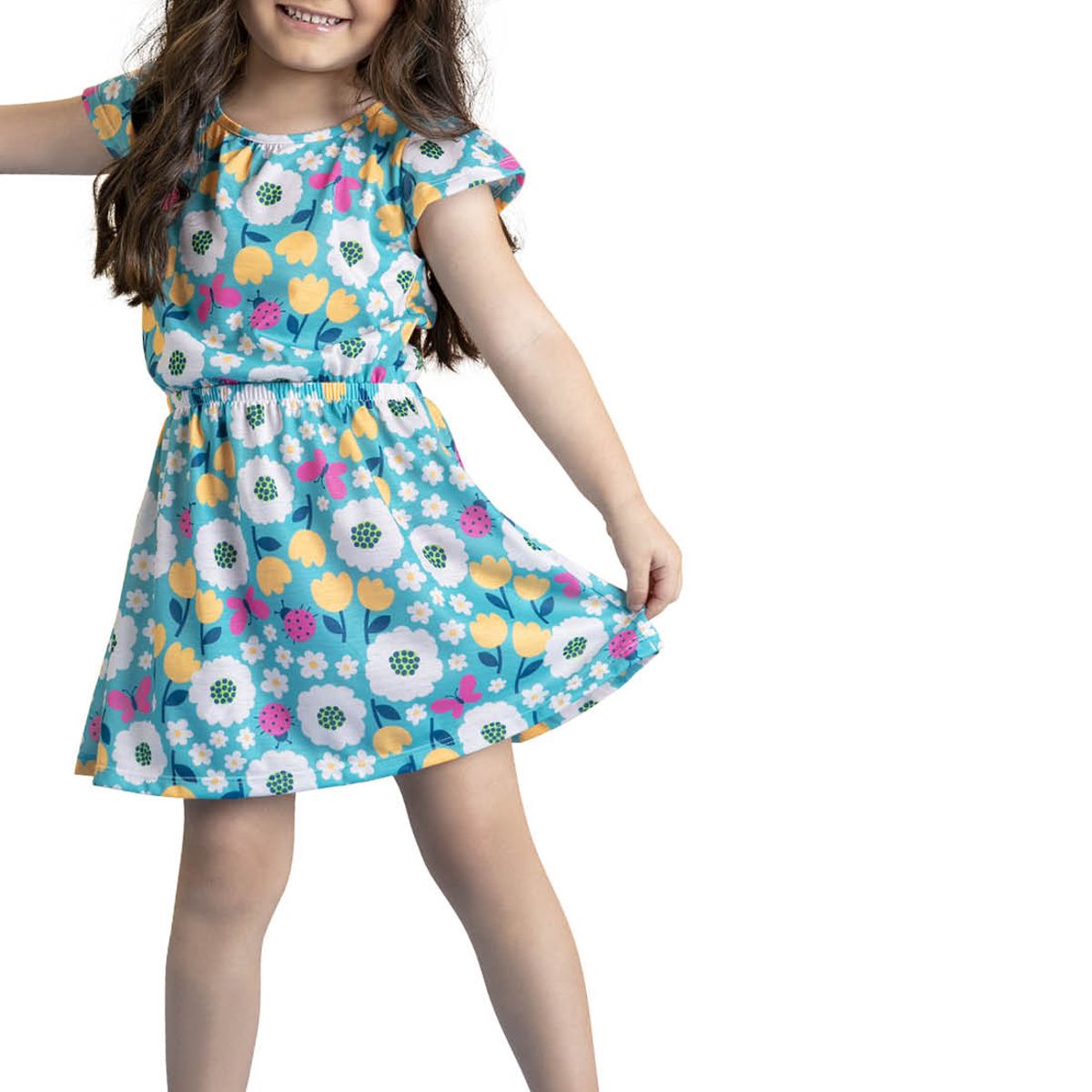 MARKETING PERSONAL - Vestido Infantil Azul Turquesa Mp 9933