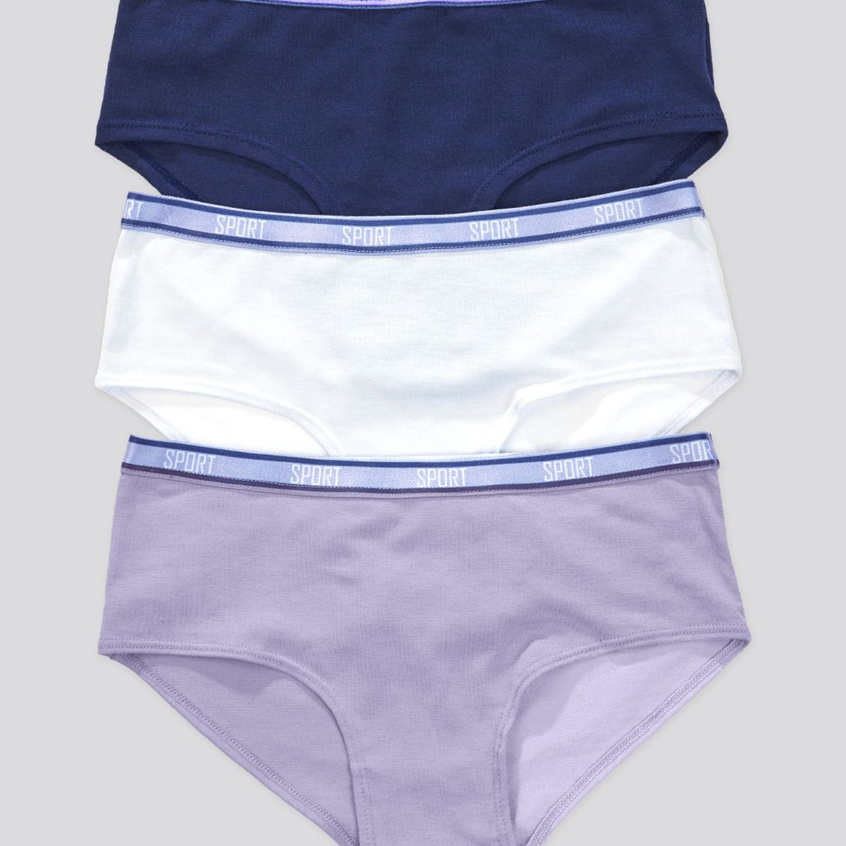 FORMAS INTIMAS - Cachetero Paq X3 Infantil Azul Oscuro/Blanco/Lila FI 87474