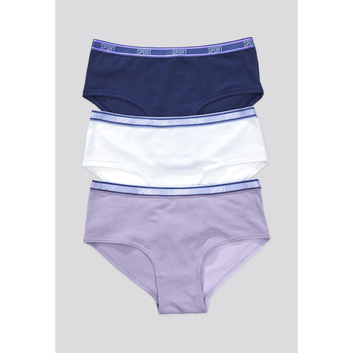 FORMAS INTIMAS - Cachetero Paq X3 Infantil Azul Oscuro/Blanco/Lila FI 87474