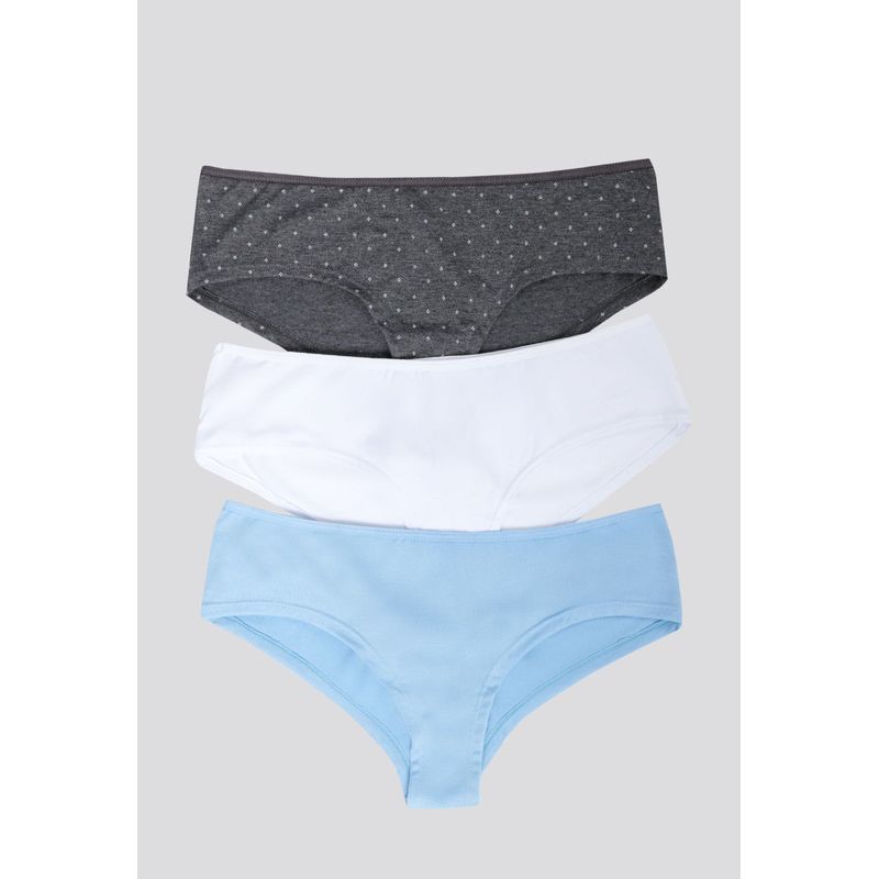FORMAS INTIMAS - Cachetero Paq X3 Mujer Azul Claro/Marfil/Estampado FI 96589