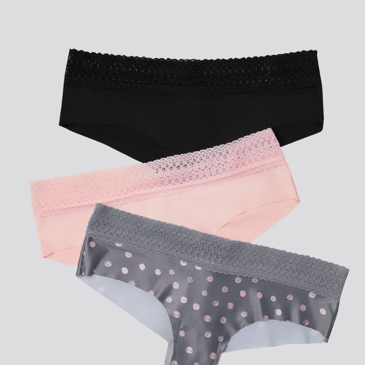 FORMAS INTIMAS - Cachetero Paq X3 Mujer Rosa/Negro/Estampado FI 96631