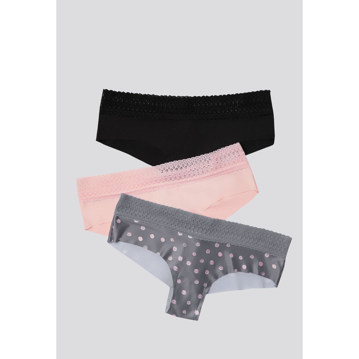 FORMAS INTIMAS - Cachetero Paq X3 Mujer Rosa/Negro/Estampado FI 96631