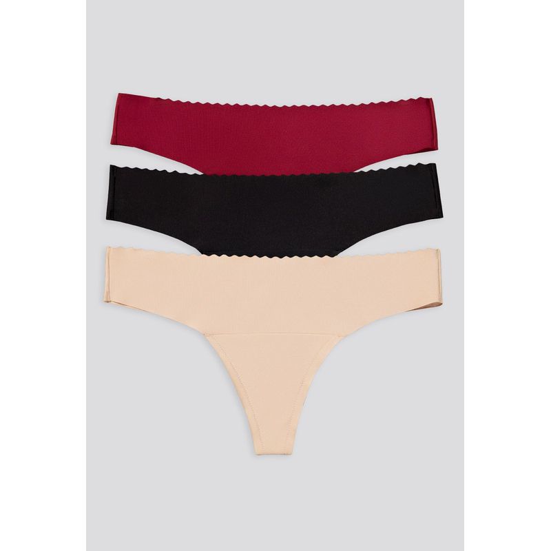 FORMAS INTIMAS - Brasilera Paq X3 Mujer Piel/Negro/Vino FI 16969