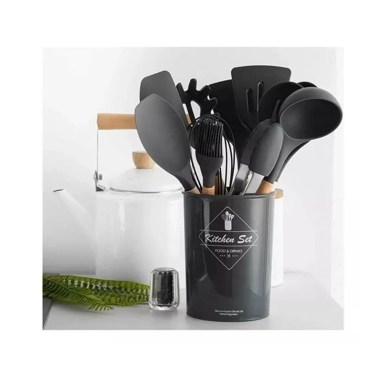 GENERICO - Set 12 Utensilios De Cocina Silicona Resistente Calor Juego