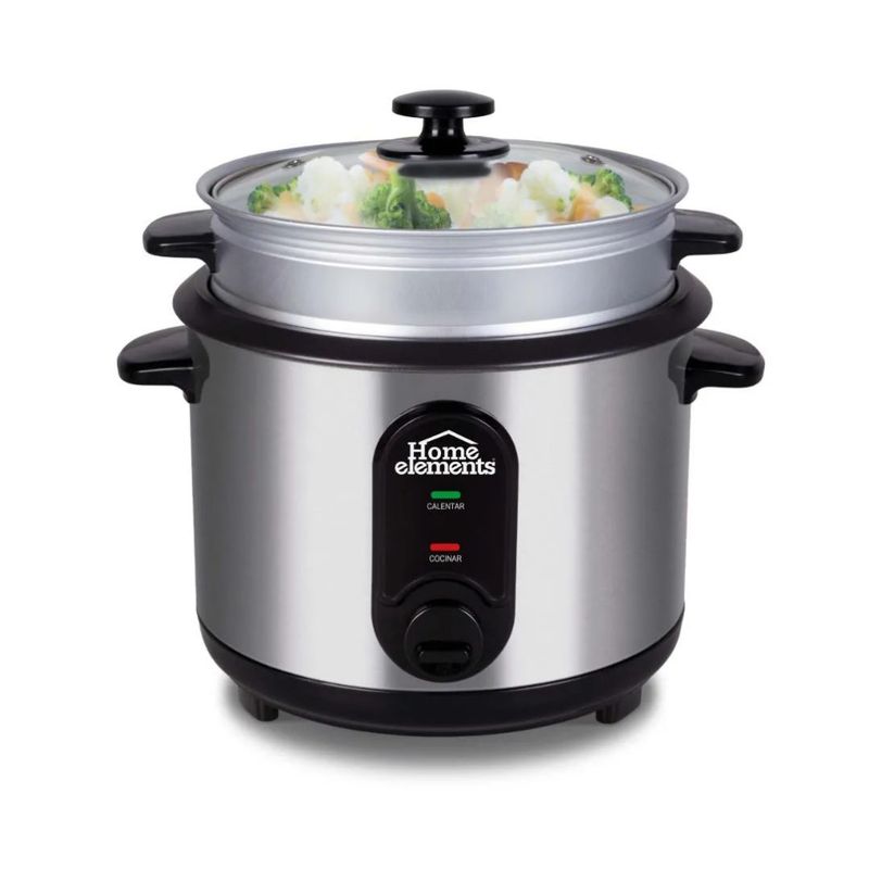 HOME ELEMENTS - Olla Arrocera Home Elements 1.8 Lt Vaporera Acero Inoxidable HE-RC200