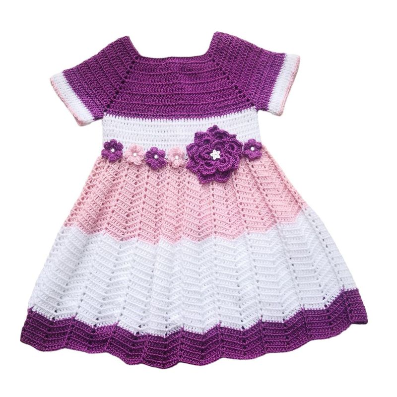VANIDADES COLLECTIONS - Vestido Para Bebe Tejido A Mano En Hilo Vestido Crochet