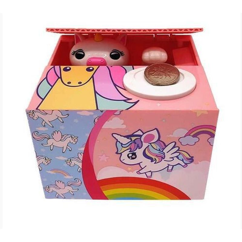 GENERICO - Alcancía De Unicornio Roba Monedas Animada Electrónica