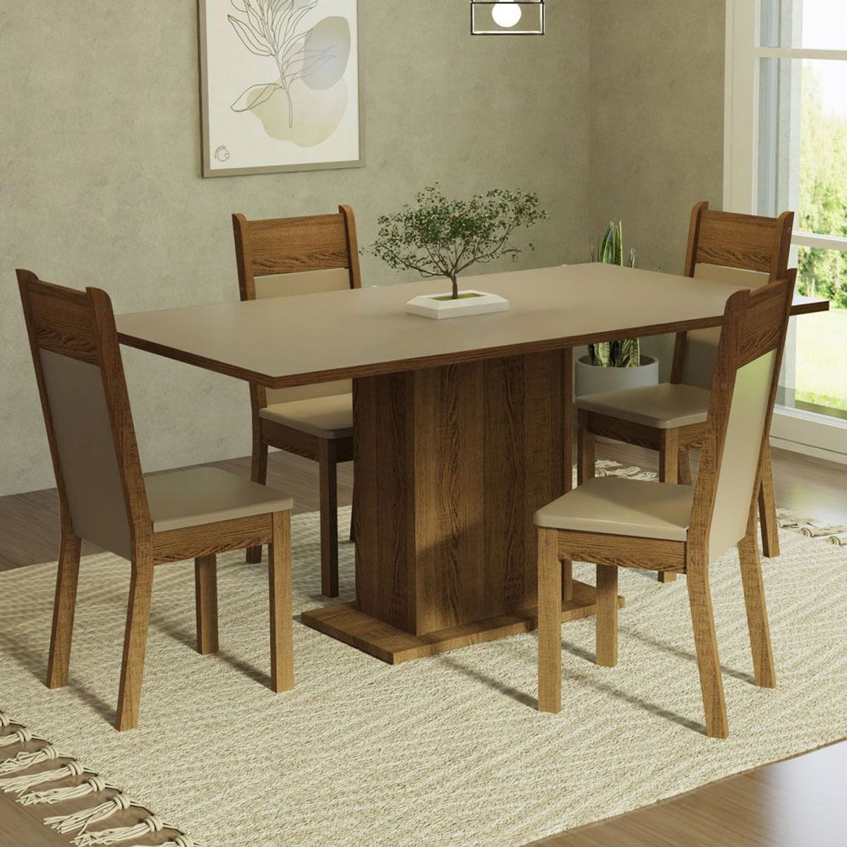 MADESA - Juego de Comedor Elisa con 4 Sillas