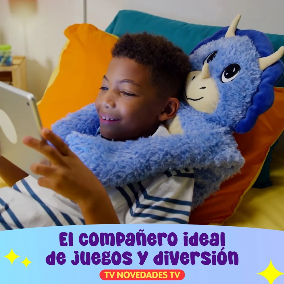 TV NOVEDADES - Peluche Que Abraza Little Big Hugs Azul Triceratops