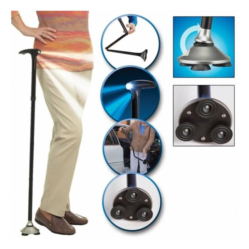 GENERAL - Baston Trusty Cane Plegable Linterna Luz Led Base Articuladage