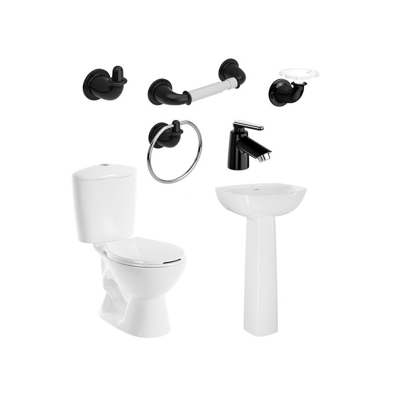 CORONA - Combo Manantial Pro Blanco RD BTN con ped gf Nogal negro