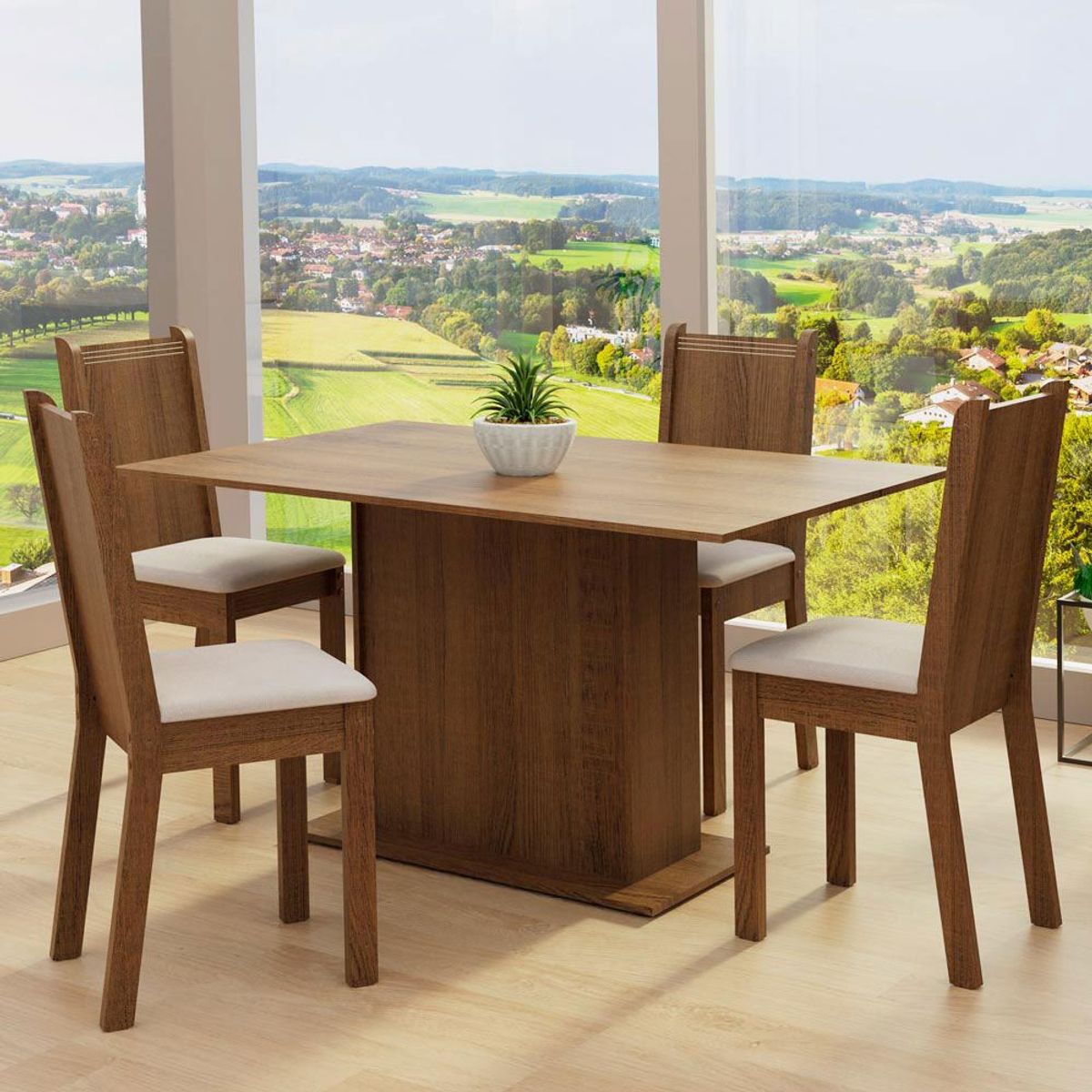 MADESA - Juego de Comedor Luana con 4 Sillas