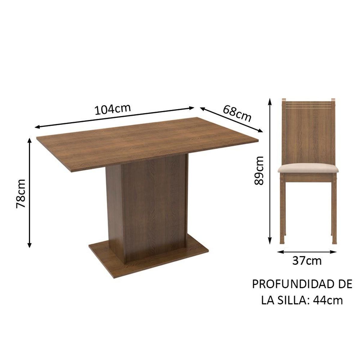 MADESA - Juego de Comedor Luana con 4 Sillas