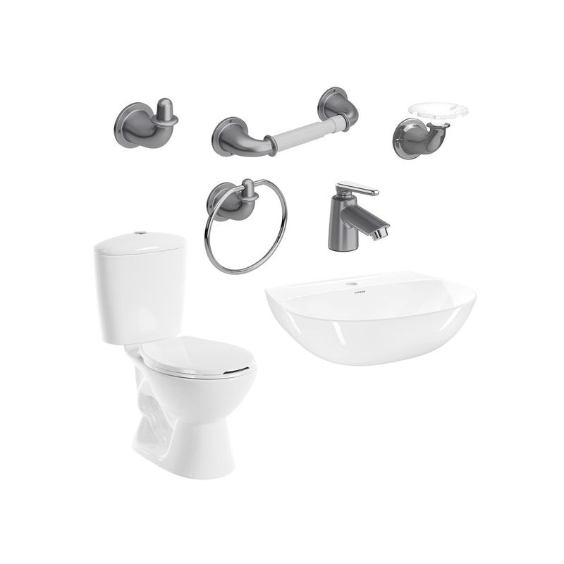 CORONA - Combo Manantial Pro Redondo Blanco sin pedestal Grifería y Accesorios